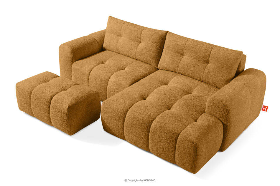 RAVIA Narożnik z pikowaniem w stylu japandi boucle prawy miodowy miodowy - zdjęcie 6