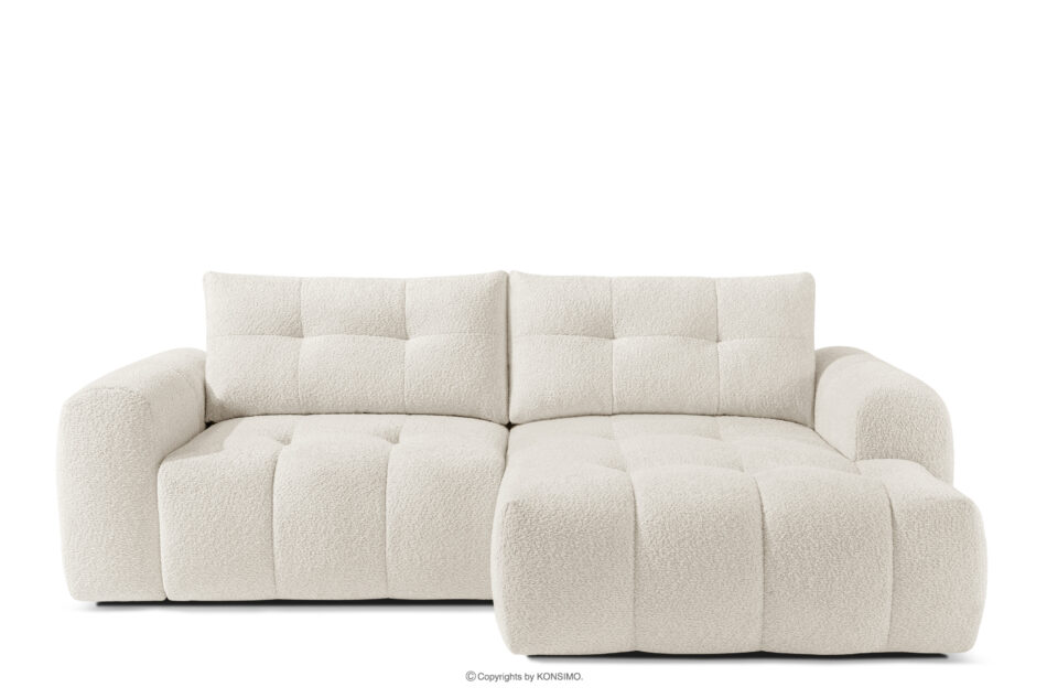 RAVIA Narożnik z pikowaniem w stylu japandi boucle prawy biały biały - zdjęcie 0