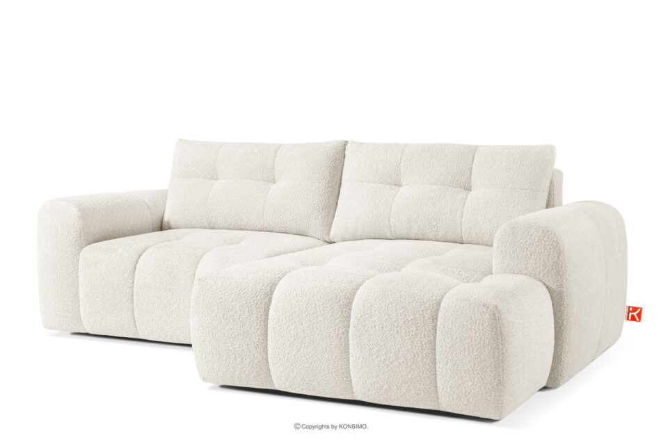 RAVIA Narożnik z pikowaniem w stylu japandi boucle prawy biały biały - zdjęcie 2