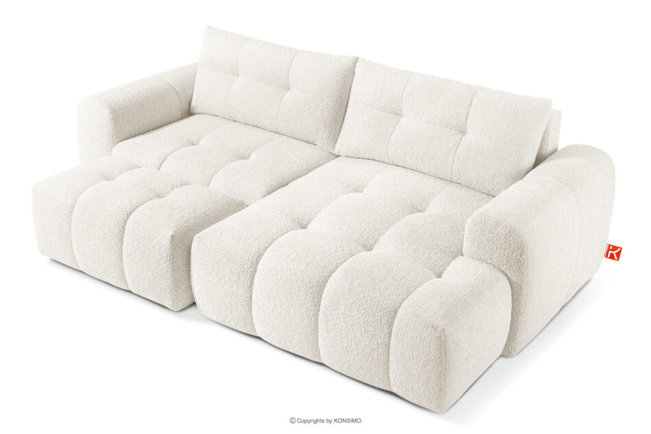 RAVIA Narożnik z pikowaniem w stylu japandi boucle prawy biały biały - zdjęcie 7