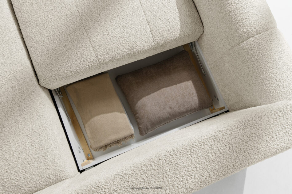 RAVIA Narożnik z pikowaniem w stylu japandi boucle prawy biały biały - zdjęcie 14