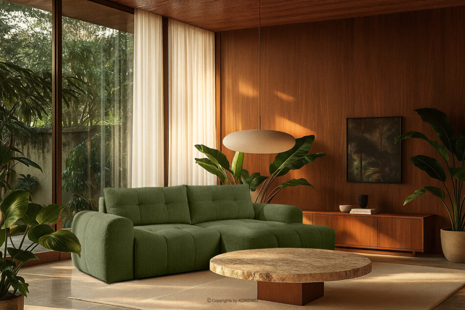 RAVIA Narożnik z pikowaniem w stylu japandi boucle prawy oliwkowy oliwkowy - zdjęcie 20