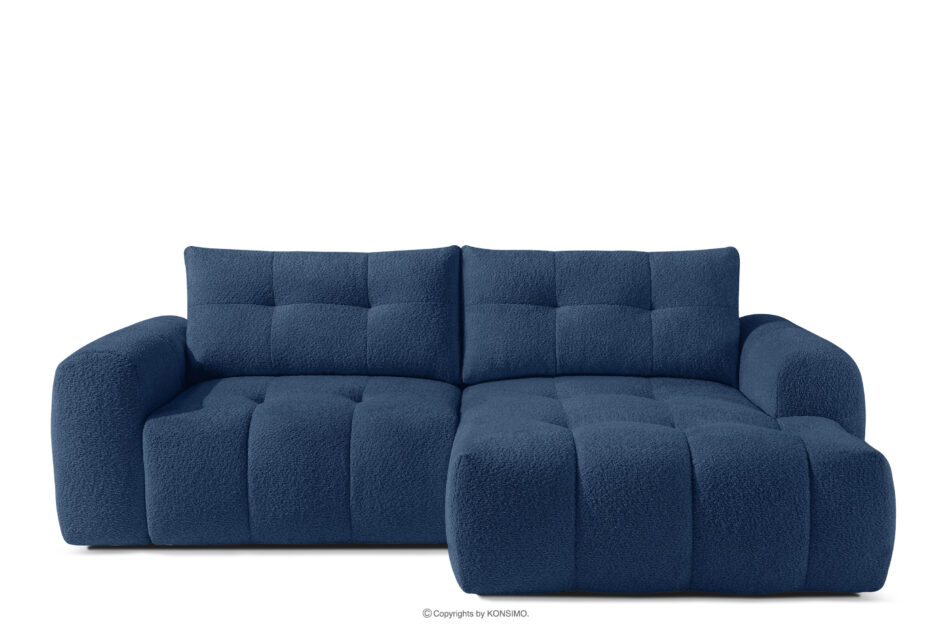 RAVIA Narożnik z pikowaniem w stylu japandi boucle prawy granatowy granatowy - zdjęcie 0