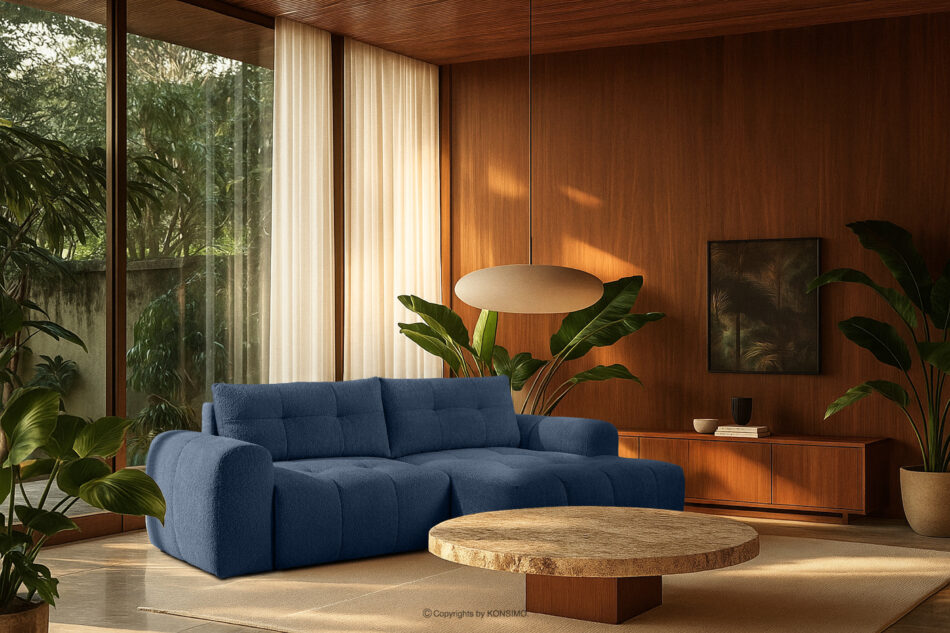 RAVIA Narożnik z pikowaniem w stylu japandi boucle prawy granatowy granatowy - zdjęcie 19