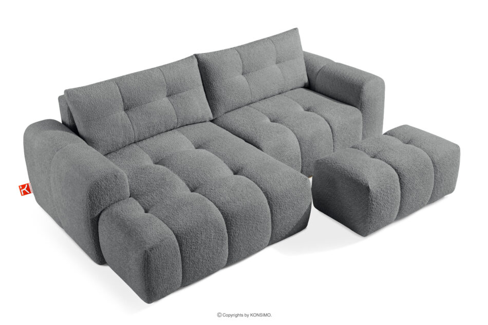 RAVIA Narożnik z pikowaniem w stylu japandi boucle lewy ciemny szary ciemny szary - zdjęcie 6