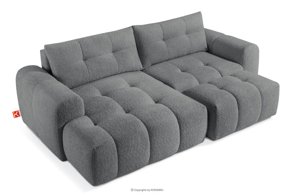 RAVIA Narożnik z pikowaniem w stylu japandi boucle lewy ciemny szary ciemny szary - zdjęcie 7