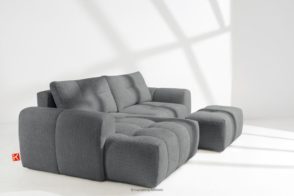 RAVIA Narożnik z pikowaniem w stylu japandi boucle lewy ciemny szary ciemny szary - zdjęcie 17