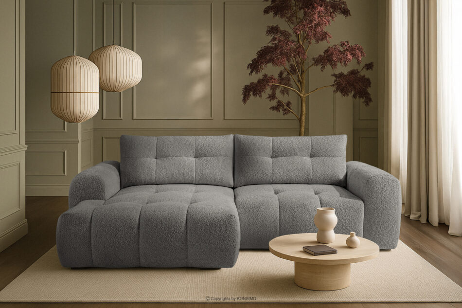 RAVIA Narożnik z pikowaniem w stylu japandi boucle lewy ciemny szary ciemny szary - zdjęcie 19