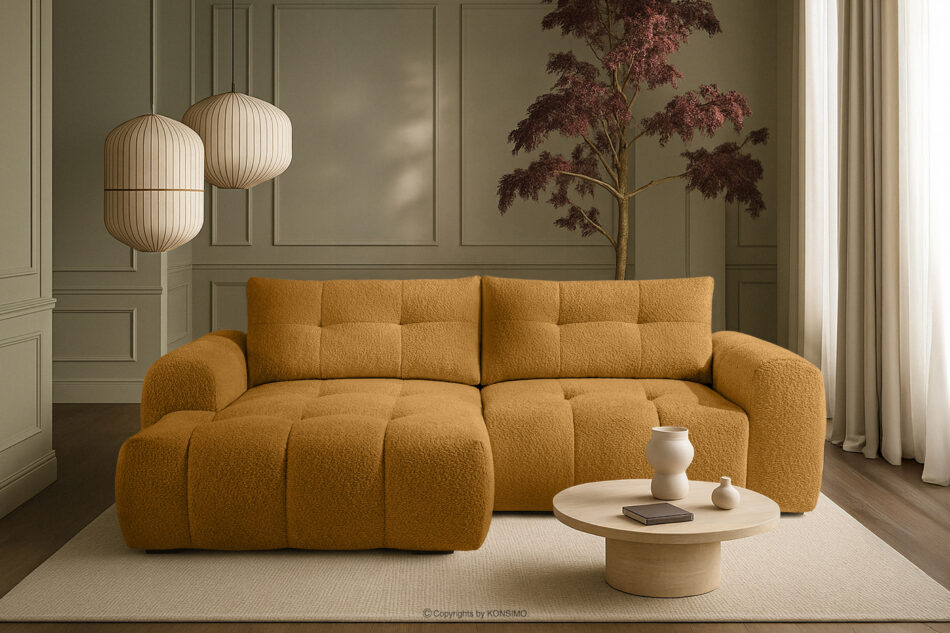 RAVIA Narożnik z pikowaniem w stylu japandi boucle lewy miodowy miodowy - zdjęcie 19