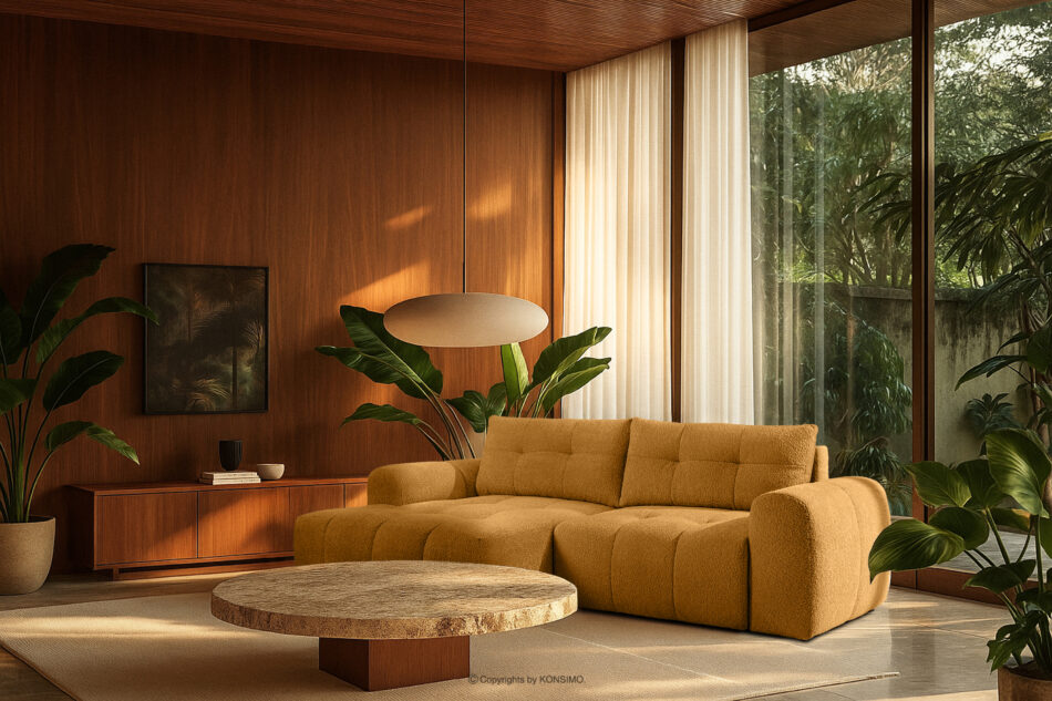 RAVIA Narożnik z pikowaniem w stylu japandi boucle lewy miodowy miodowy - zdjęcie 20