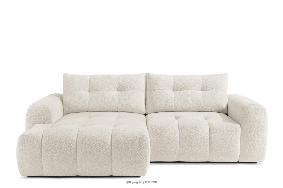 RAVIA Narożnik z pikowaniem w stylu japandi boucle lewy biały biały - zdjęcie 0