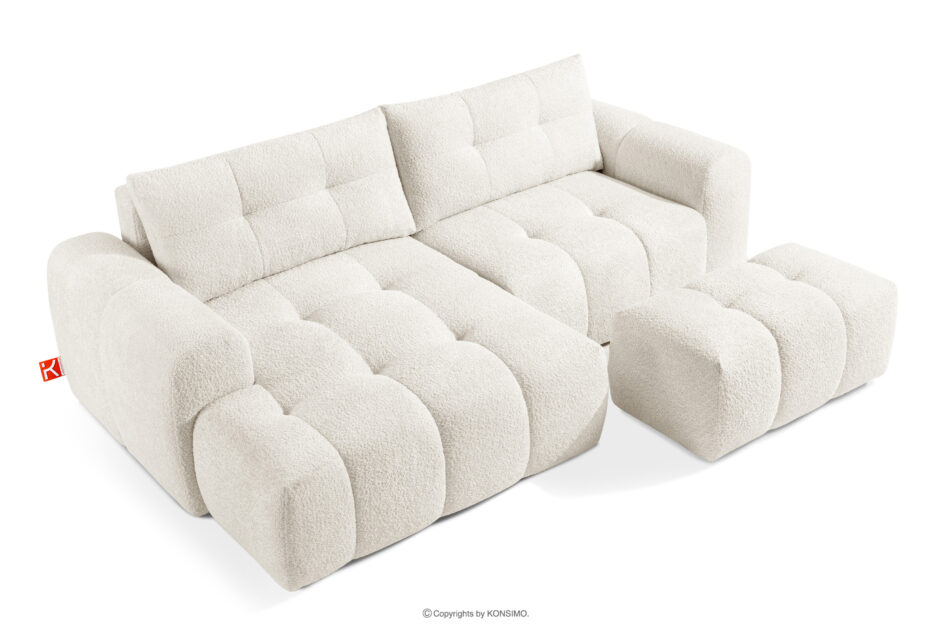 RAVIA Narożnik z pikowaniem w stylu japandi boucle lewy biały biały - zdjęcie 5