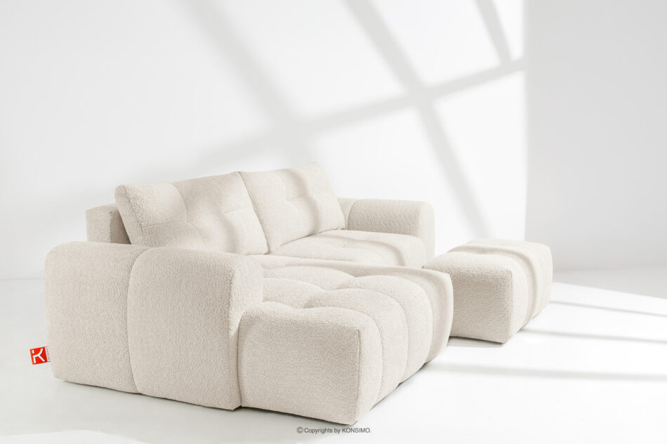 RAVIA Narożnik z pikowaniem w stylu japandi boucle lewy biały biały - zdjęcie 15