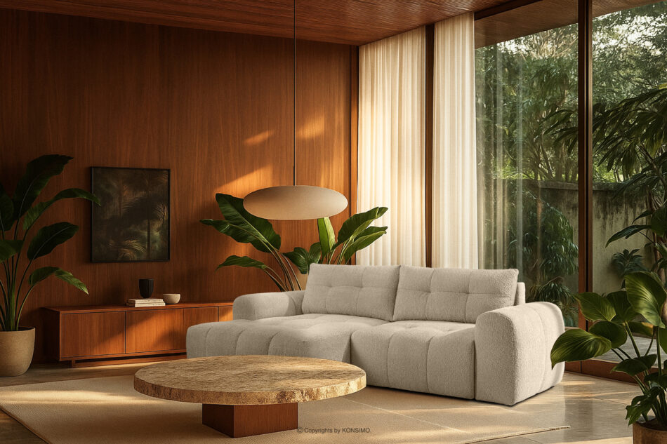 RAVIA Narożnik z pikowaniem w stylu japandi boucle lewy biały biały - zdjęcie 18