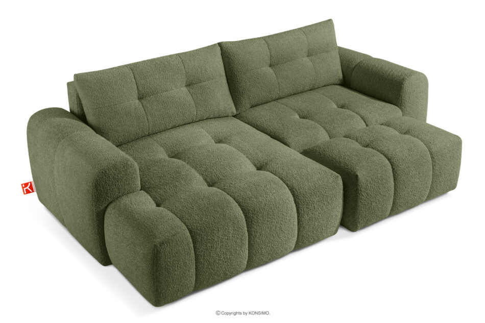 RAVIA Narożnik z pikowaniem w stylu japandi boucle lewy oliwkowy oliwkowy - zdjęcie 7