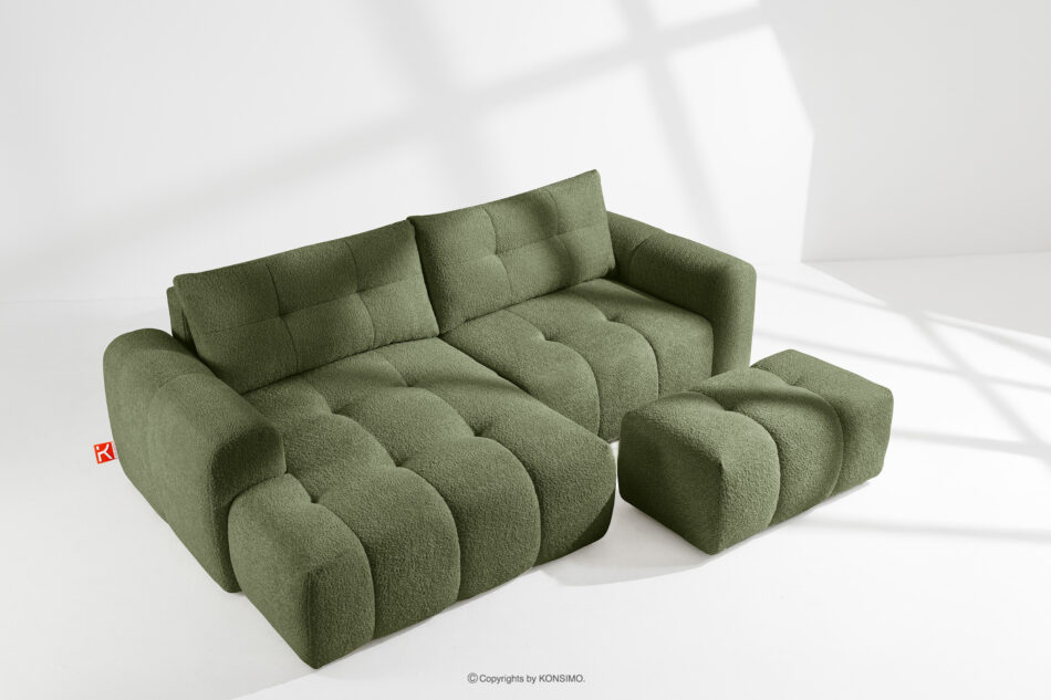 RAVIA Narożnik z pikowaniem w stylu japandi boucle lewy oliwkowy oliwkowy - zdjęcie 16