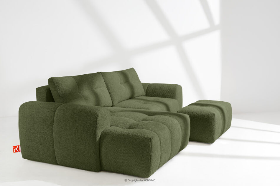 RAVIA Narożnik z pikowaniem w stylu japandi boucle lewy oliwkowy oliwkowy - zdjęcie 17