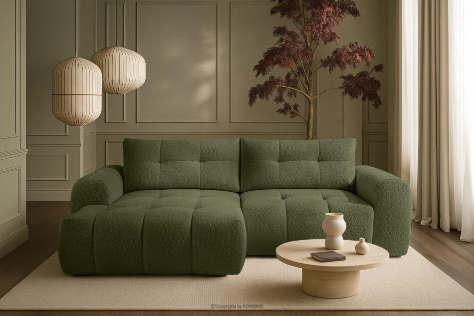 RAVIA Narożnik z pikowaniem w stylu japandi boucle lewy oliwkowy oliwkowy - zdjęcie 19