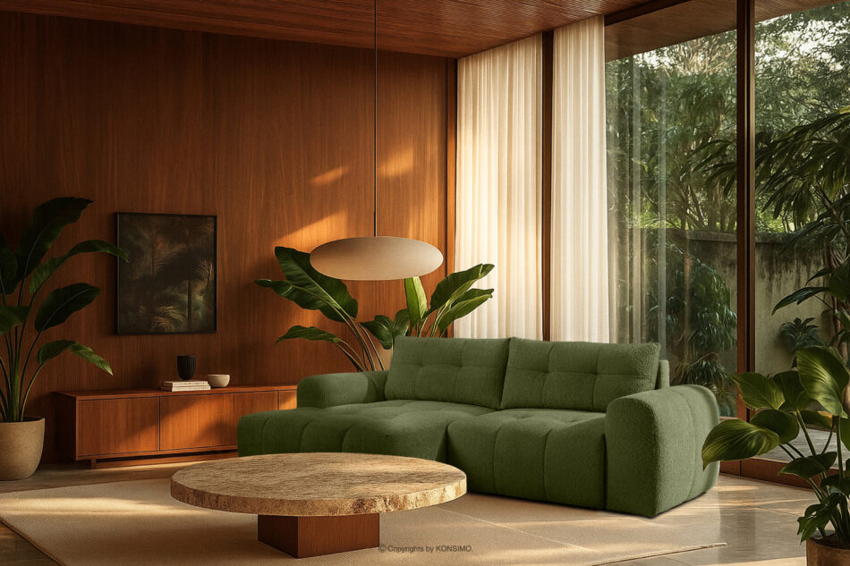 RAVIA Narożnik z pikowaniem w stylu japandi boucle lewy oliwkowy oliwkowy - zdjęcie 20