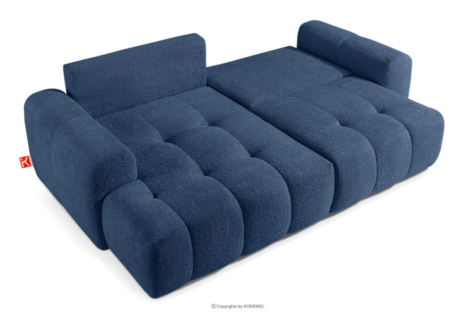 RAVIA Narożnik z pikowaniem w stylu japandi boucle lewy granatowy granatowy - zdjęcie 5