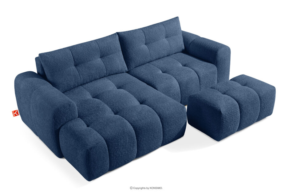 RAVIA Narożnik z pikowaniem w stylu japandi boucle lewy granatowy granatowy - zdjęcie 6