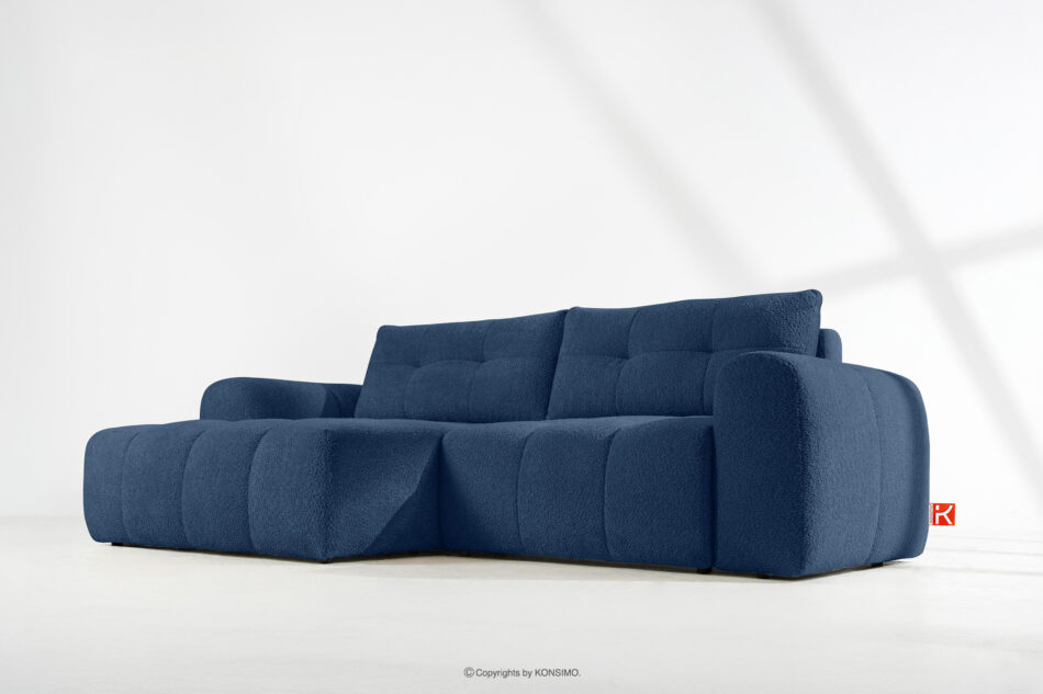 RAVIA Narożnik z pikowaniem w stylu japandi boucle lewy granatowy granatowy - zdjęcie 18