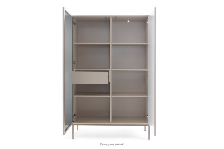 FONTE Kremowa witryna z lamelami na wysokich nóżkach kremowy - zdjęcie 3