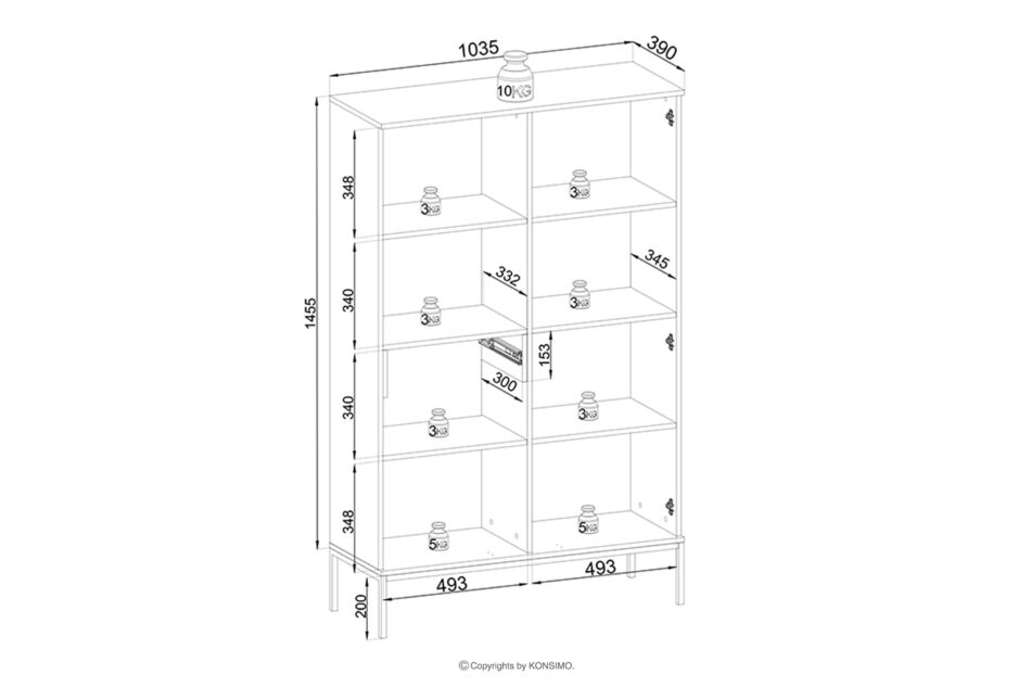 FONTE Kremowa witryna z lamelami na wysokich nóżkach kremowy - zdjęcie 6