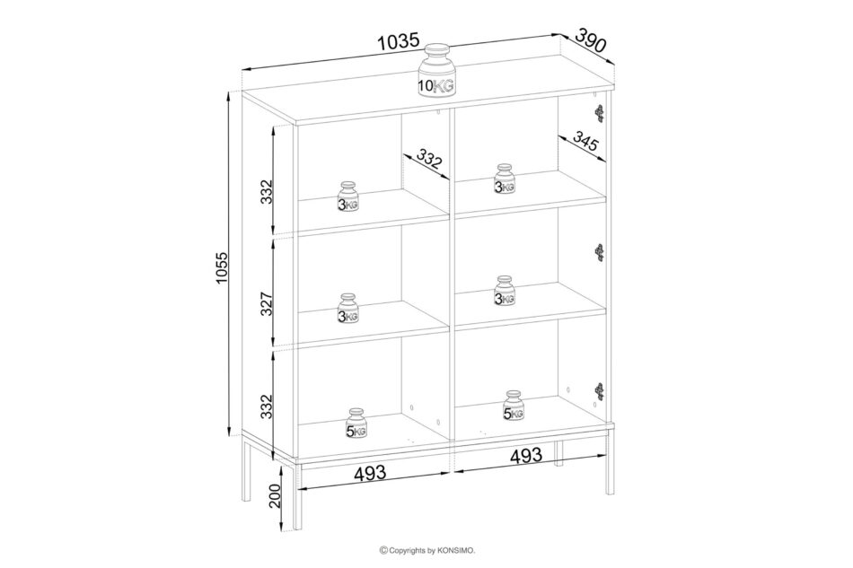 FONTE Kremowa niska witryna z lamelami kremowy - zdjęcie 4