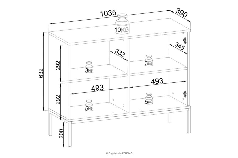 FONTE Kremowa komoda ze szklanymi drzwiami i lamelami kremowy - zdjęcie 5