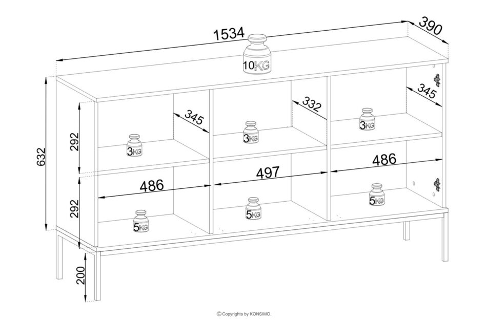 FONTE Kremowa duża komoda ze szklanymi drzwiami i lamelami kremowy - zdjęcie 5