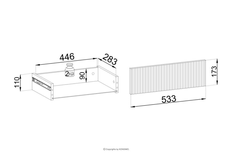 FONTE Kremowy stolik nocny z lamelami na wysokich nóżkach kremowy - zdjęcie 6