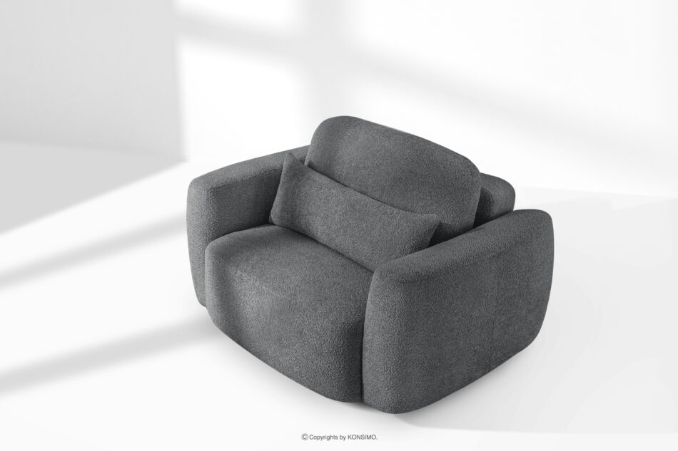 ELOSA Fotel w stylu japońskim w tkaninie boucle ciemny szary ciemny szary - zdjęcie 14