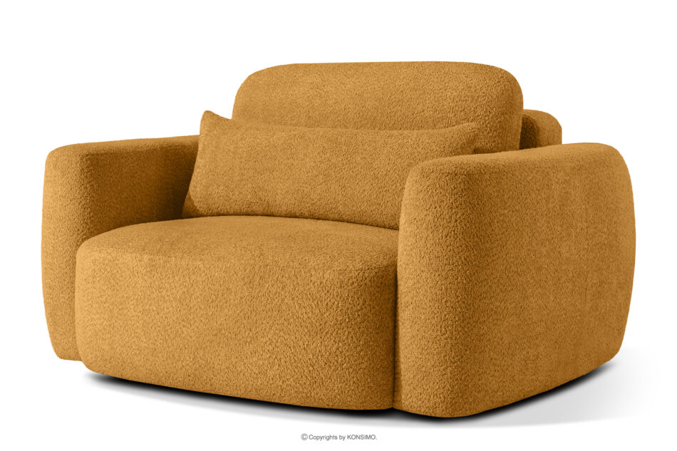 ELOSA Fotel w stylu japońskim w tkaninie boucle miodowy miodowy - zdjęcie 2