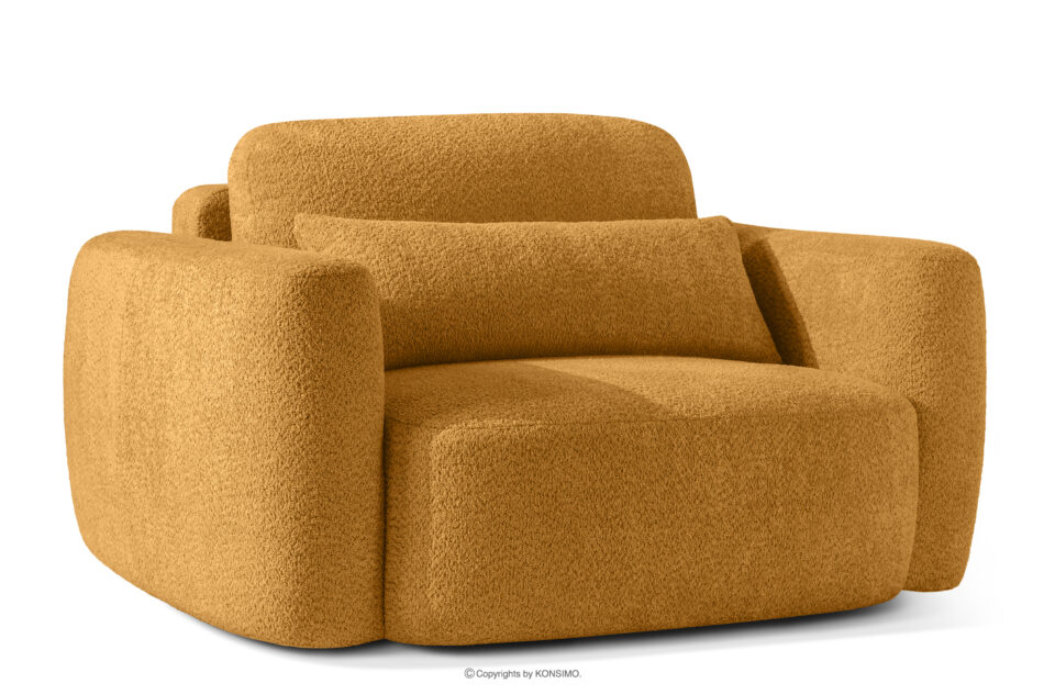 ELOSA Fotel w stylu japońskim w tkaninie boucle miodowy miodowy - zdjęcie 3