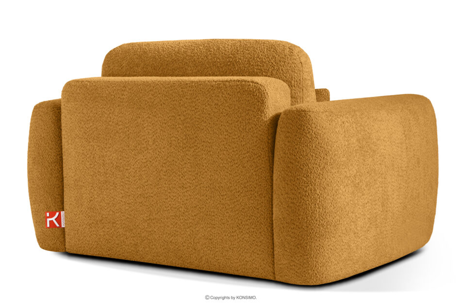 ELOSA Fotel w stylu japońskim w tkaninie boucle miodowy miodowy - zdjęcie 4