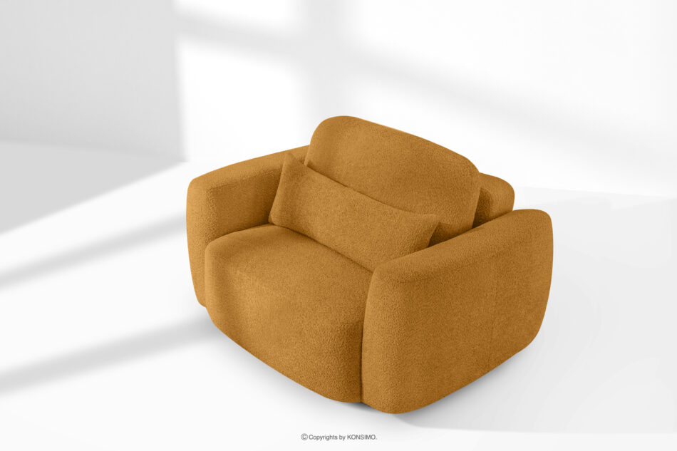 ELOSA Fotel w stylu japońskim w tkaninie boucle miodowy miodowy - zdjęcie 14