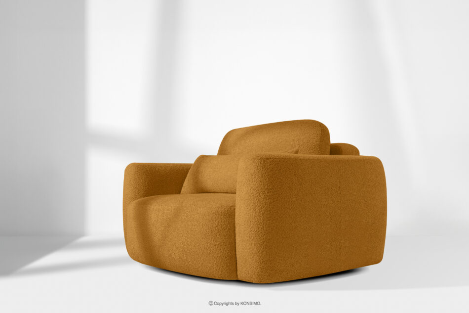 ELOSA Fotel w stylu japońskim w tkaninie boucle miodowy miodowy - zdjęcie 15