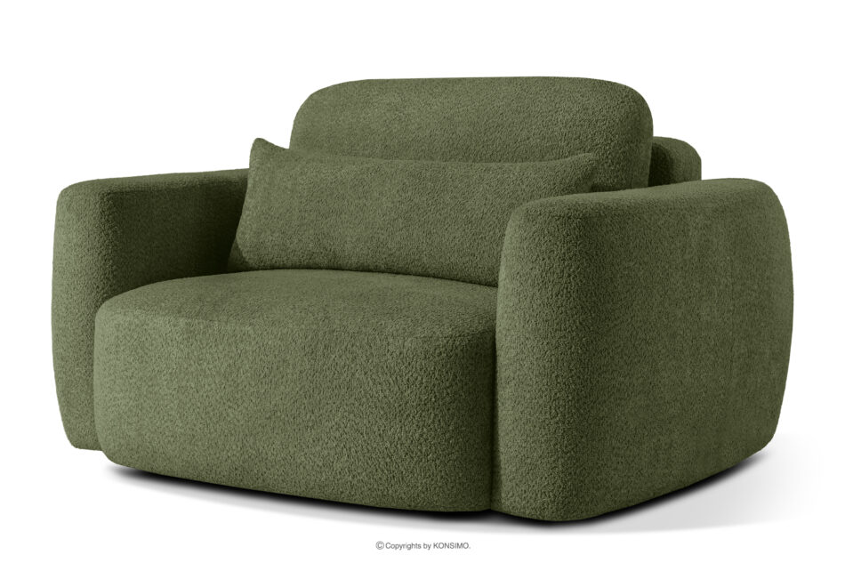 ELOSA Fotel w stylu japońskim w tkaninie boucle oliwkowy oliwkowy - zdjęcie 2