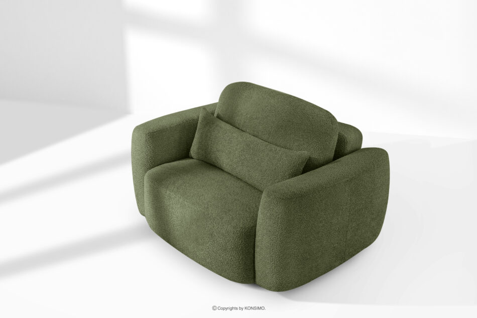 ELOSA Fotel w stylu japońskim w tkaninie boucle oliwkowy oliwkowy - zdjęcie 14