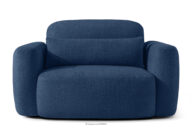 Fotel w stylu japońskim w tkaninie boucle granatowy