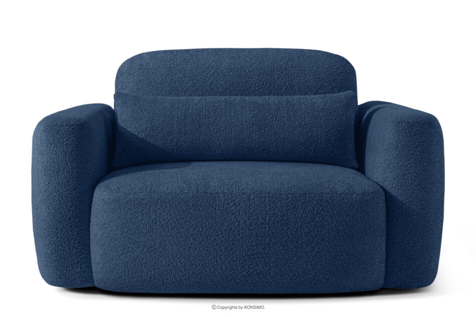 ELOSA Fotel w stylu japońskim w tkaninie boucle granatowy granatowy - zdjęcie 0