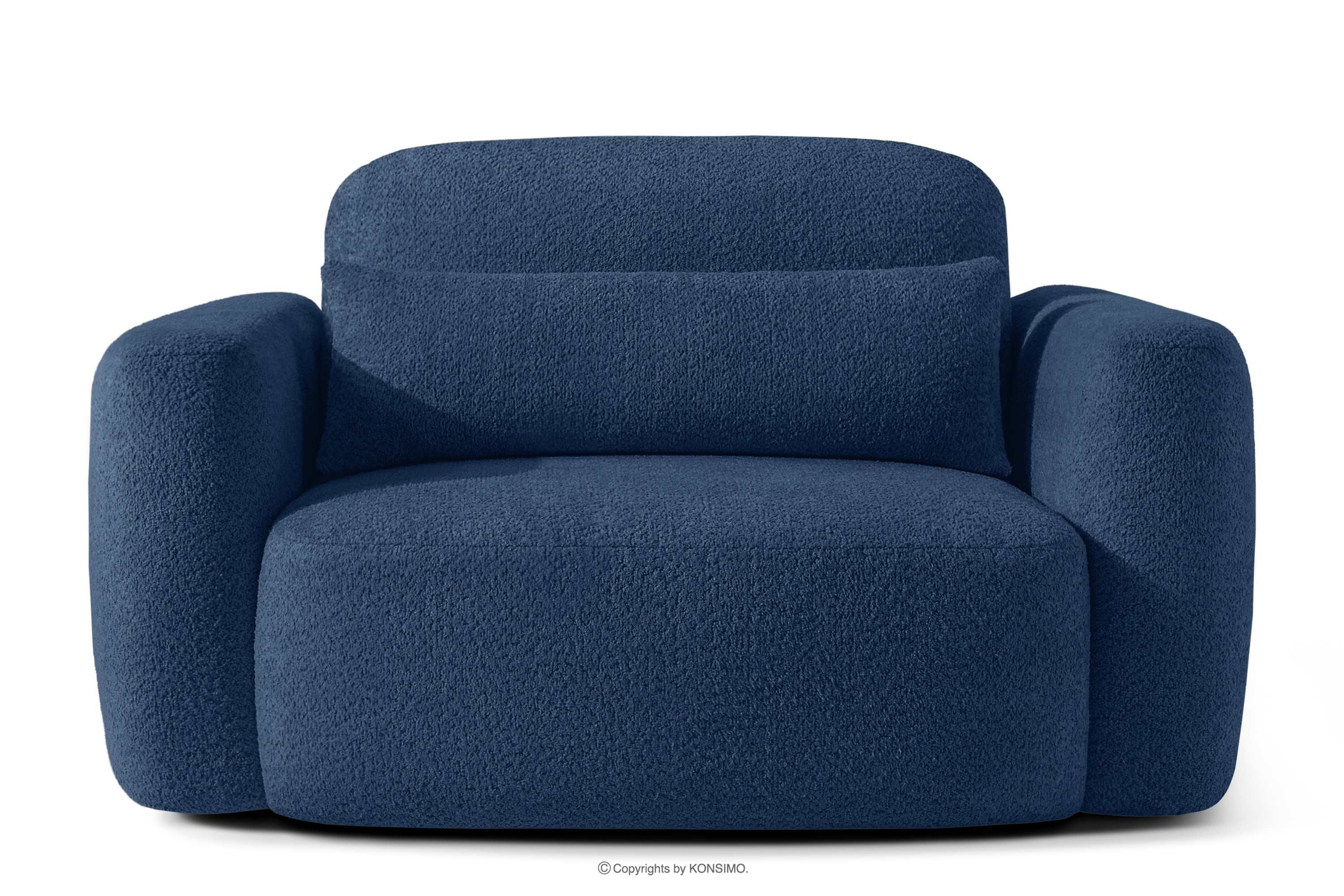 Fotel w stylu japońskim w tkaninie boucle granatowy