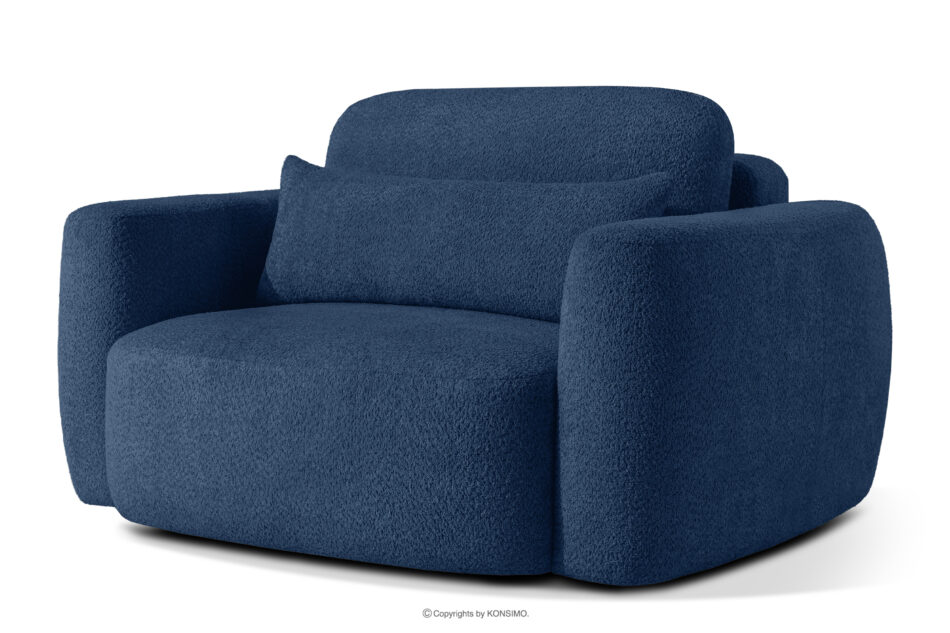 ELOSA Fotel w stylu japońskim w tkaninie boucle granatowy granatowy - zdjęcie 2