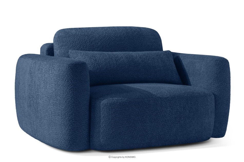 ELOSA Fotel w stylu japońskim w tkaninie boucle granatowy granatowy - zdjęcie 3