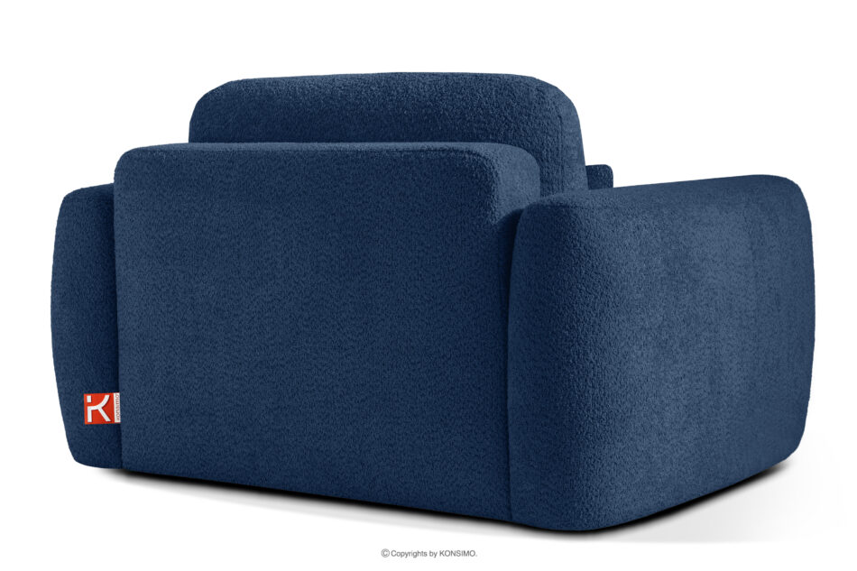 ELOSA Fotel w stylu japońskim w tkaninie boucle granatowy granatowy - zdjęcie 4