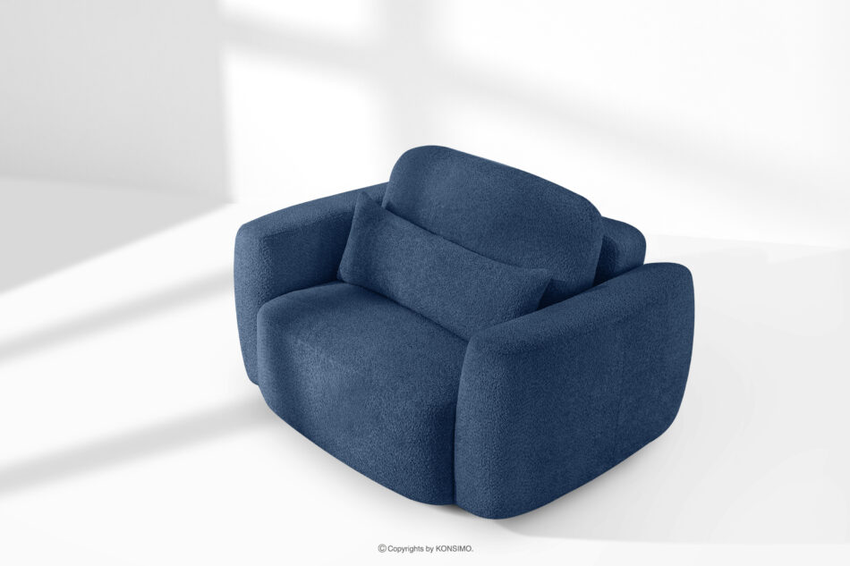 ELOSA Fotel w stylu japońskim w tkaninie boucle granatowy granatowy - zdjęcie 14