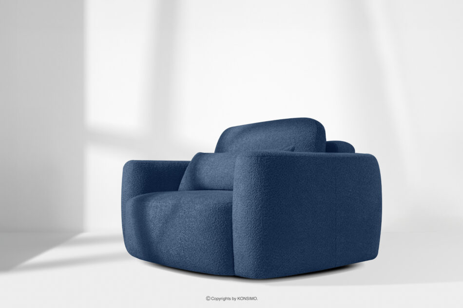 ELOSA Fotel w stylu japońskim w tkaninie boucle granatowy granatowy - zdjęcie 15