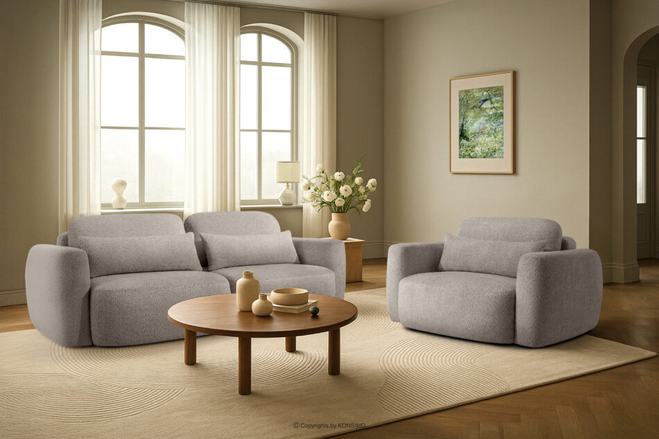 ELOSA Sofa 3 japandi w tkaninie boucle szary szary - zdjęcie 21