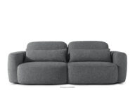 Sofa trzyosobowa w stylu japońskim w tkaninie boucle ciemny szary